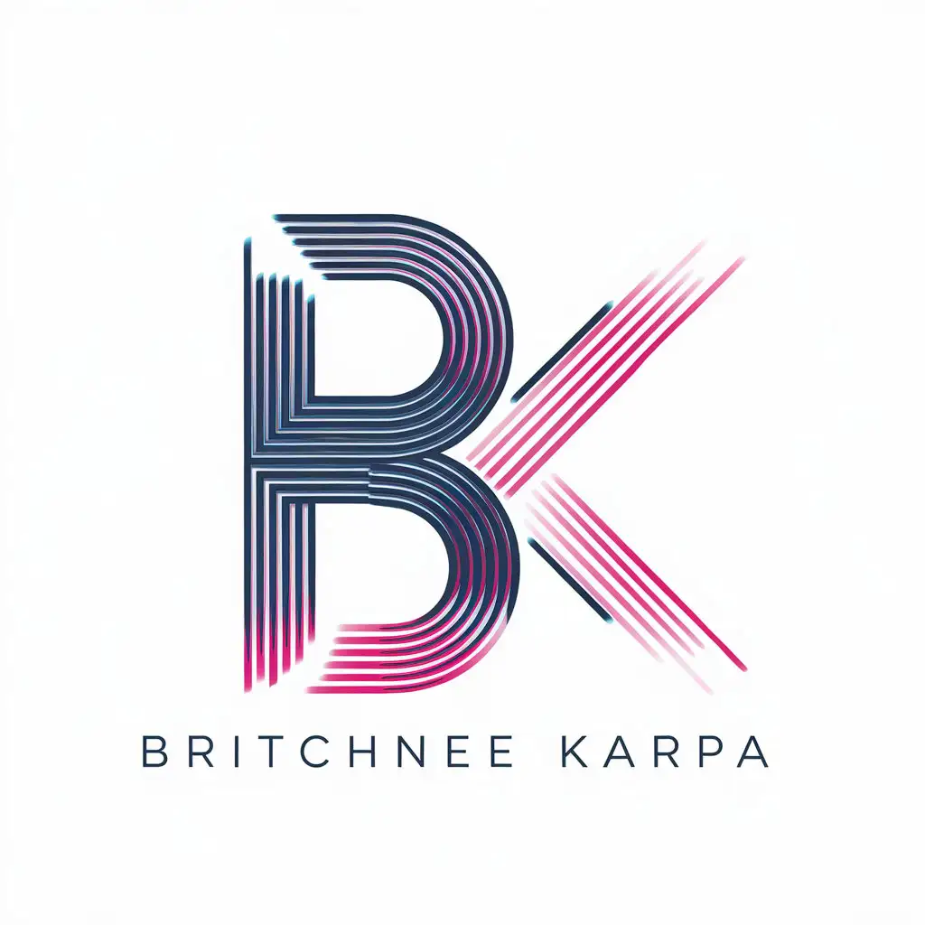 LOGO Design for Britchnee Karpa Abstract Swirling Lines with Electric Blue Hot Pink for Personal Branding