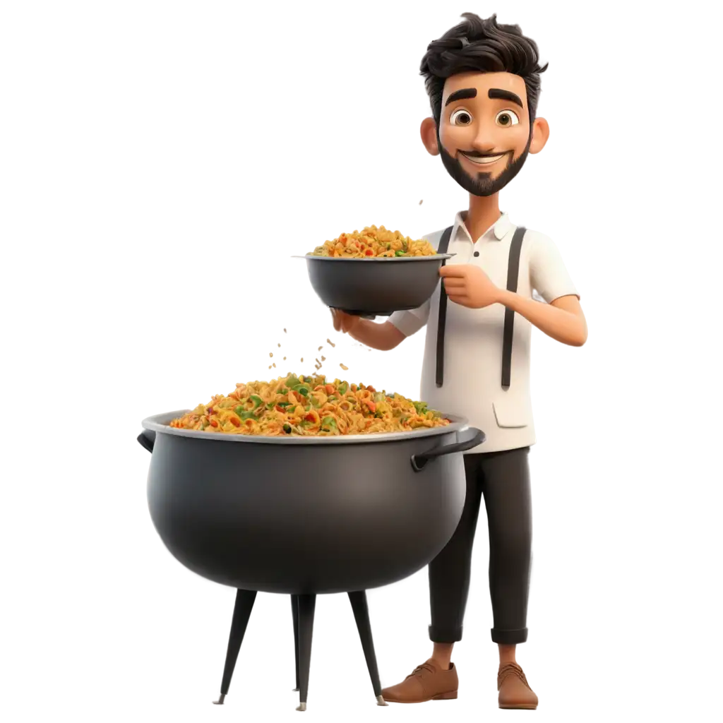 PNG-Image-of-an-Animation-Man-Cooking-Briyani-in-a-Large-Pot