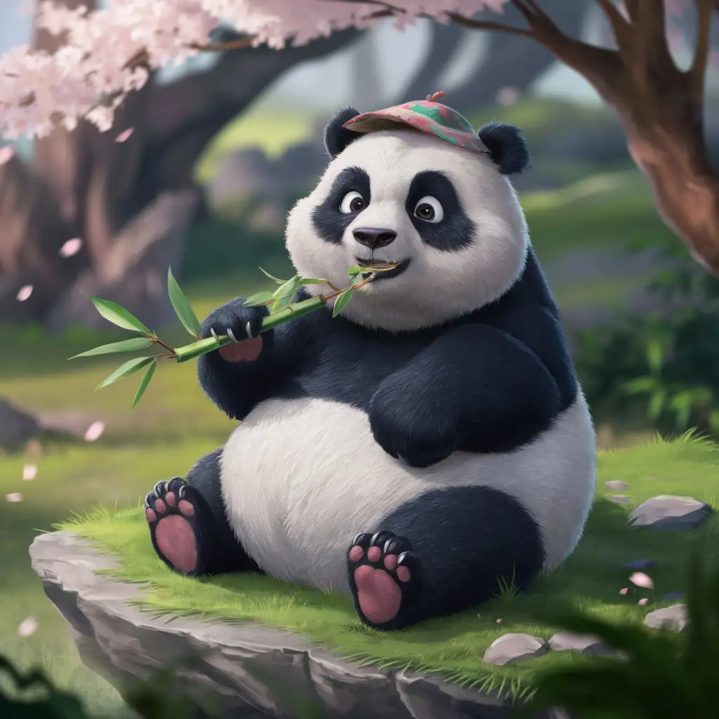 Adorable-Chubby-Panda-Bear-Eating-Bamboo