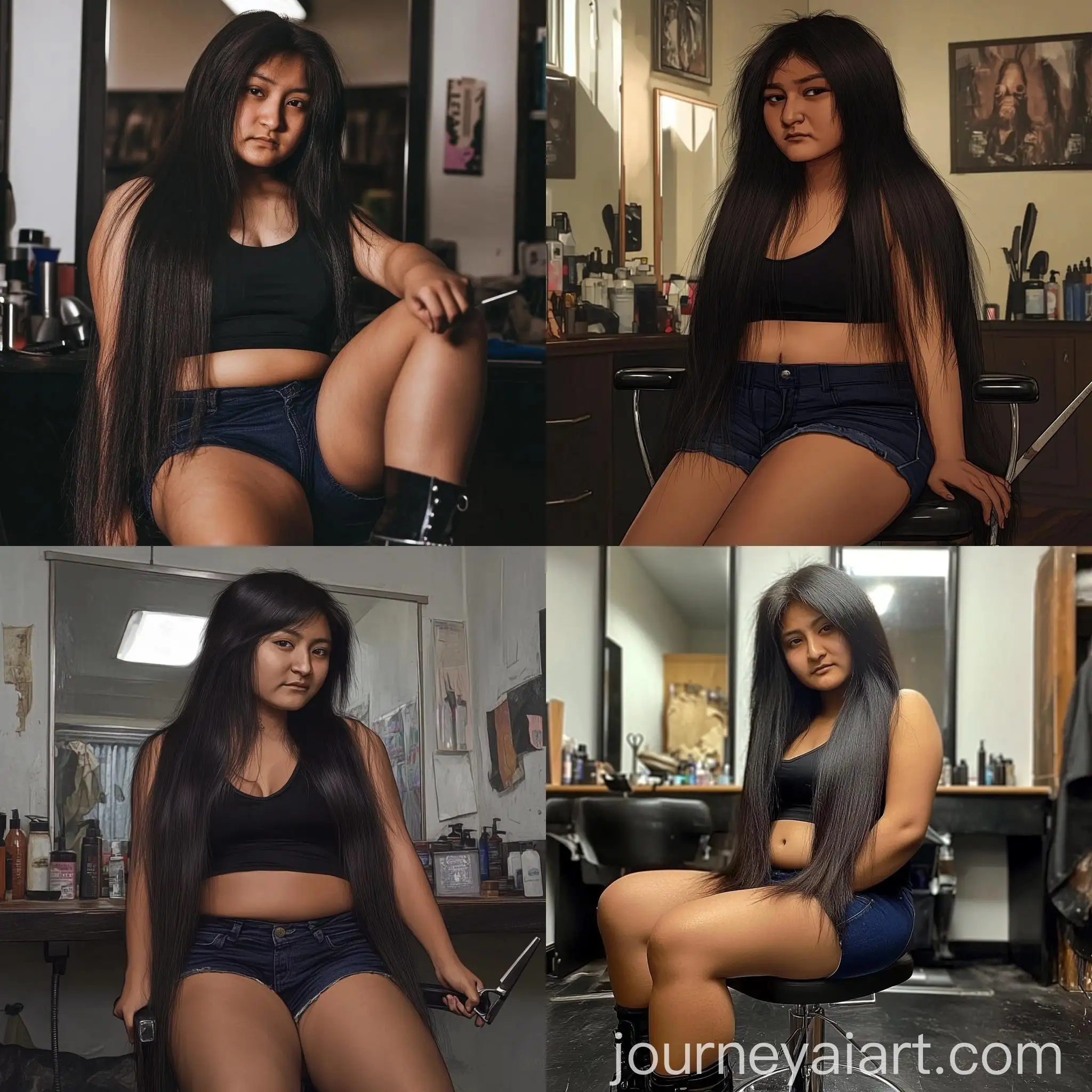Woman-with-Guinness-World-Record-Longest-Thick-Straight-Black-Hair-at-Barbershop