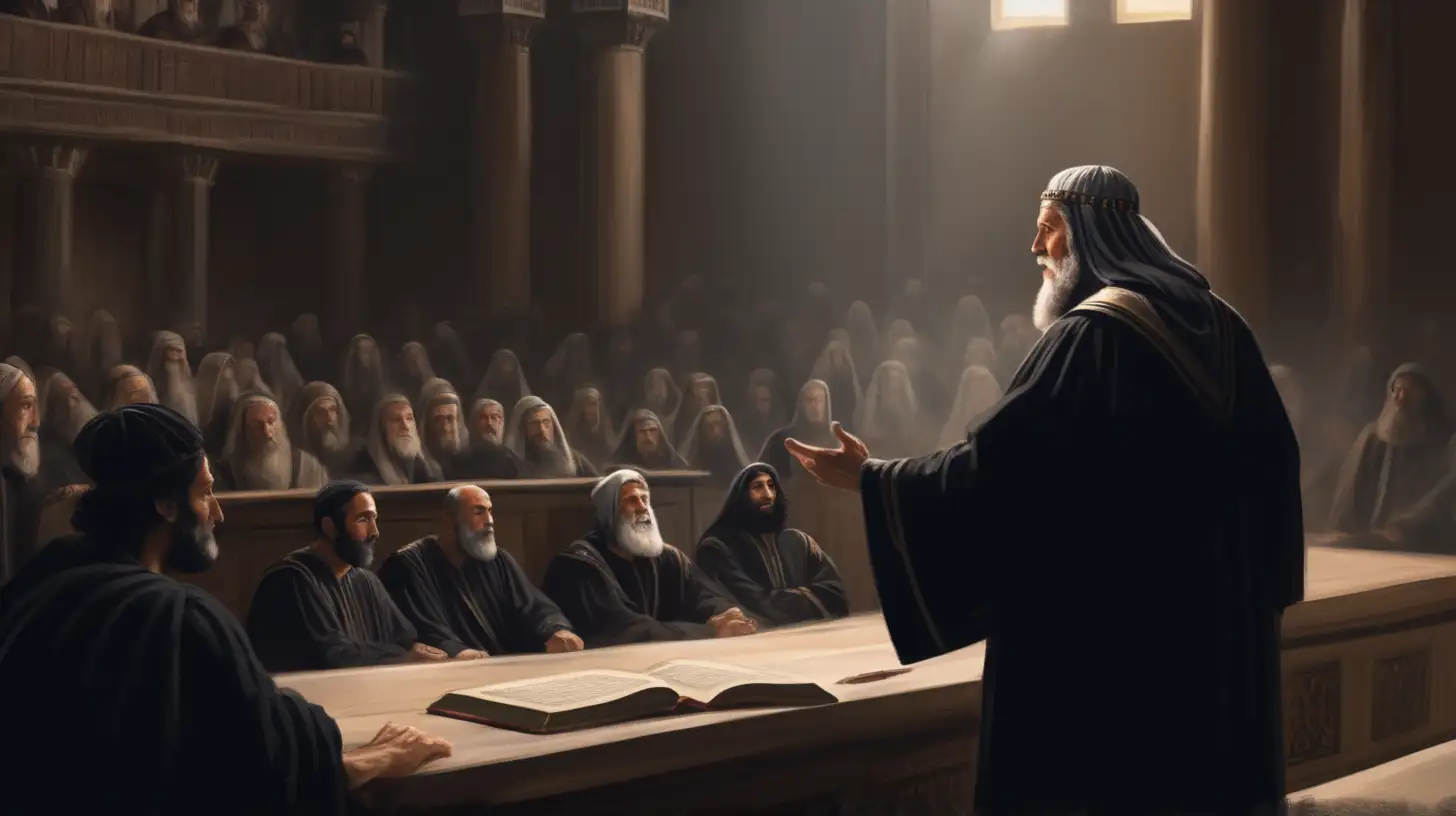 Biblical Era Jewish Judge Teaching in Hebrew Court