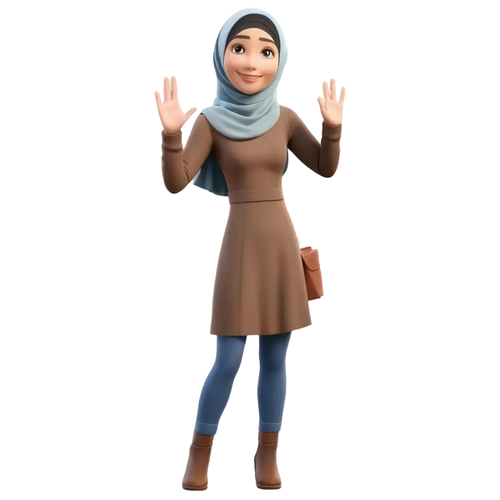 Animated-Cute-Asian-Woman-with-Hijab-PNG-Image