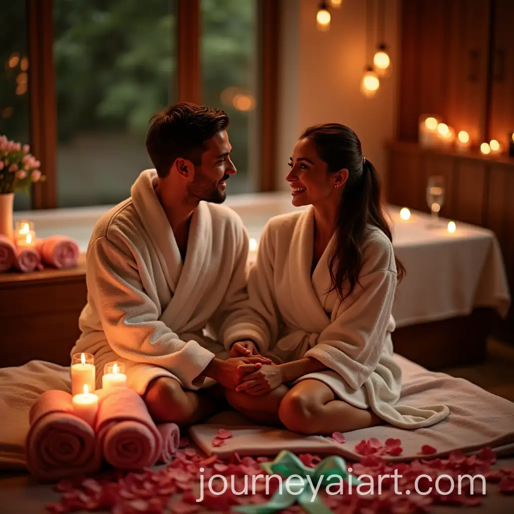 Couple-Enjoying-Romantic-Spa-Experience-with-Candles-and-Rose-Petals