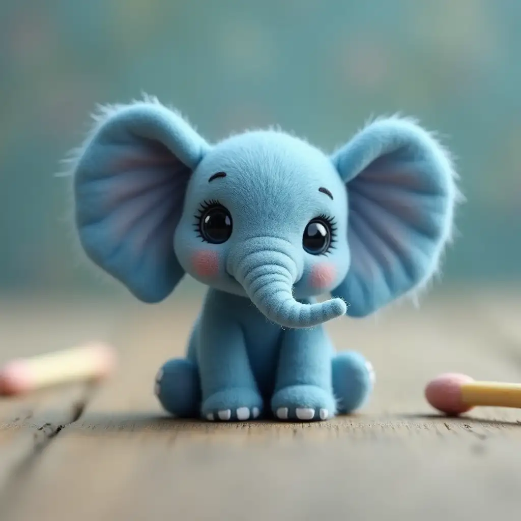 Worlds-Smallest-Blue-Elephant-on-Match-Head-with-Dreamy-Background