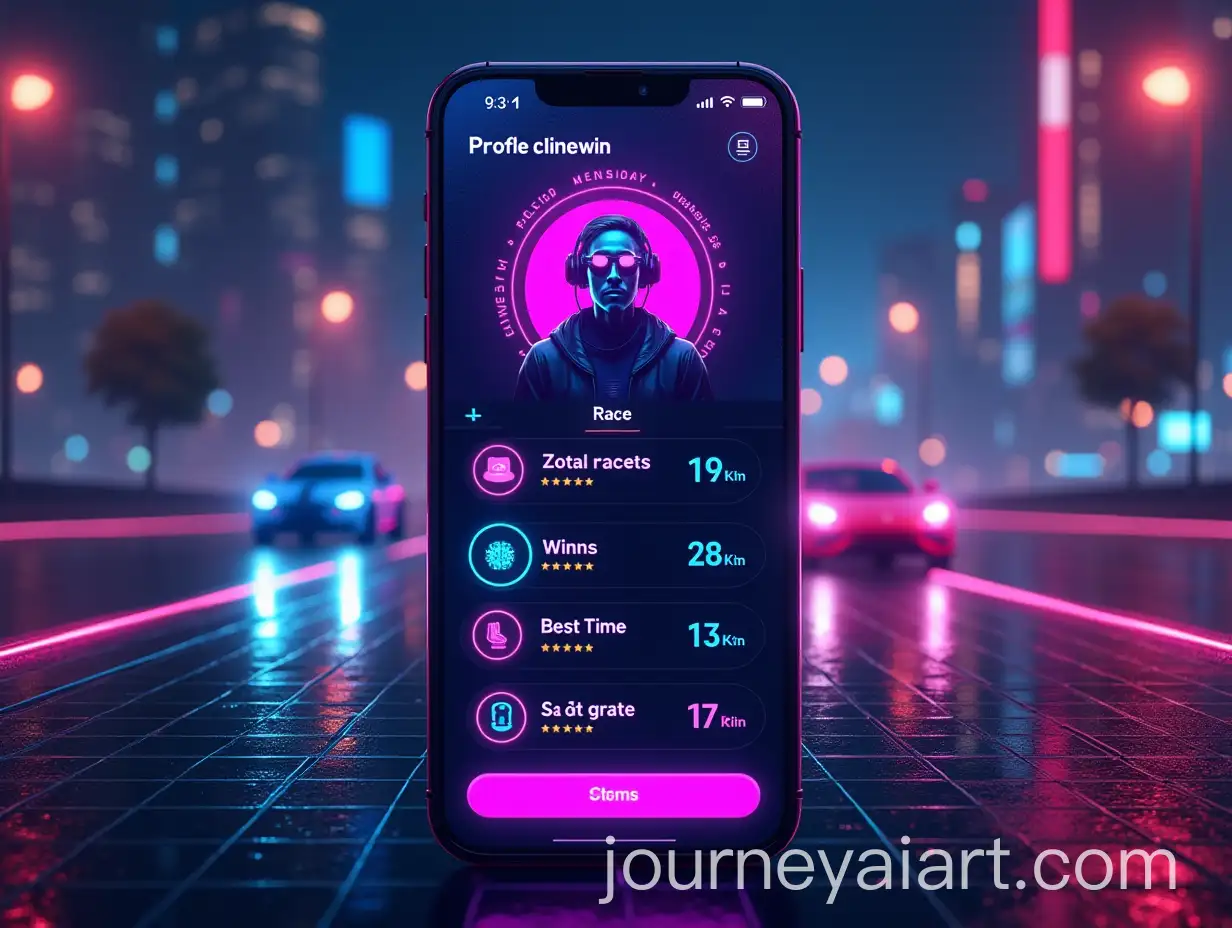 Multiplayer-Racing-Game-UI-with-Cyberpunk-Synthwave-Design-and-Futuristic-Avatars