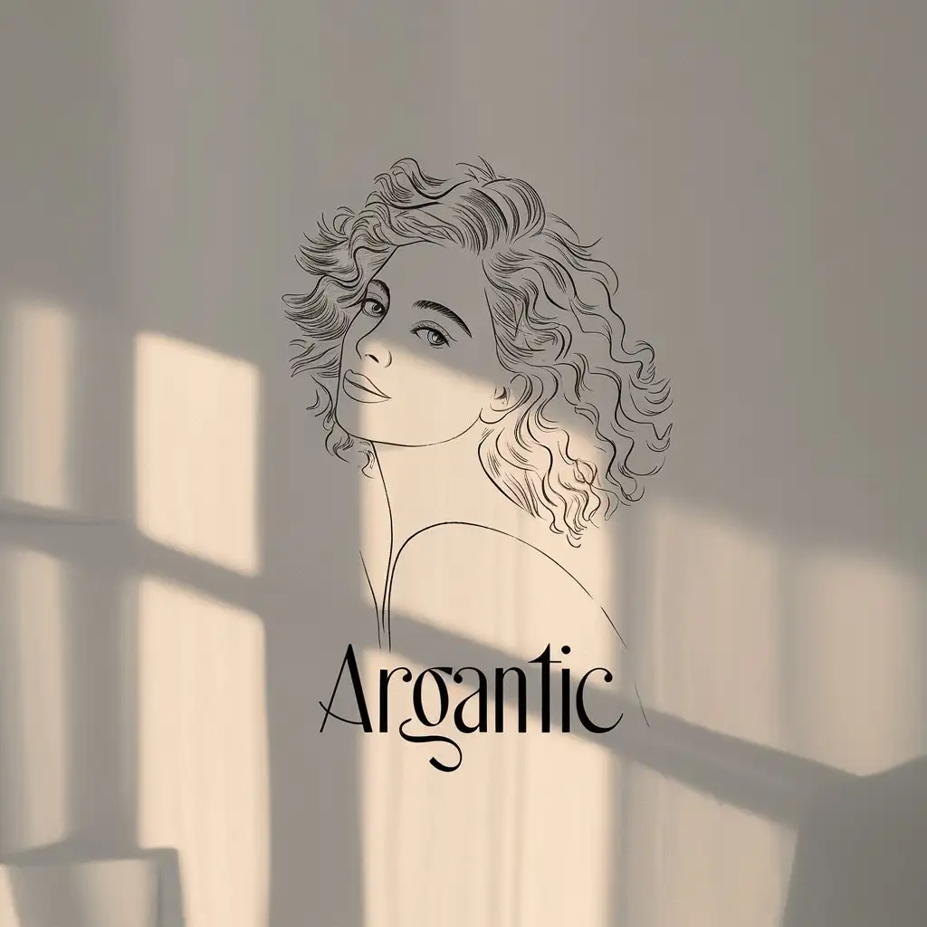 LOGO Design for ARGANTIC Minimalistic Vector Logo with Soft Lighting and Curly Hair Theme