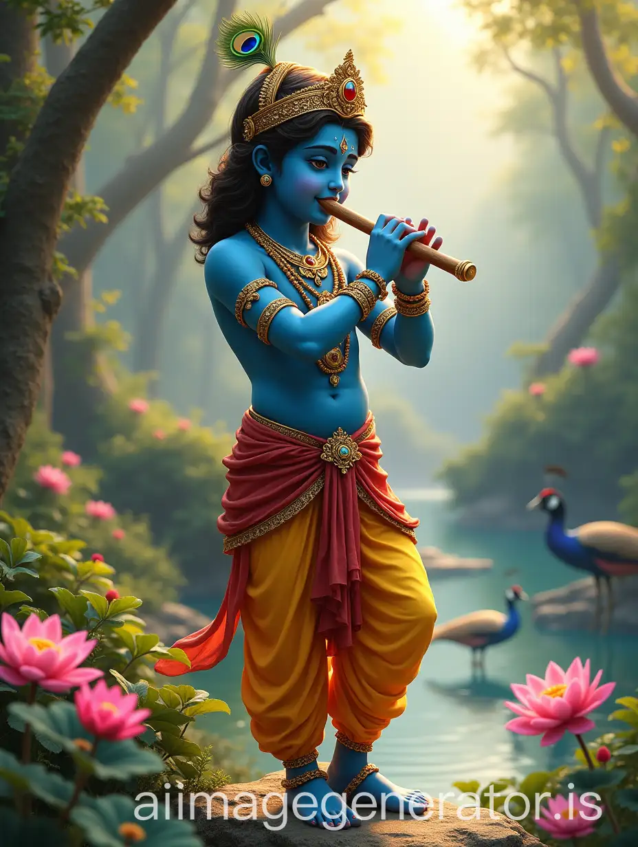 Krishna-Playing-Flute-in-Serene-Natural-Setting-with-Vibrant-Colors