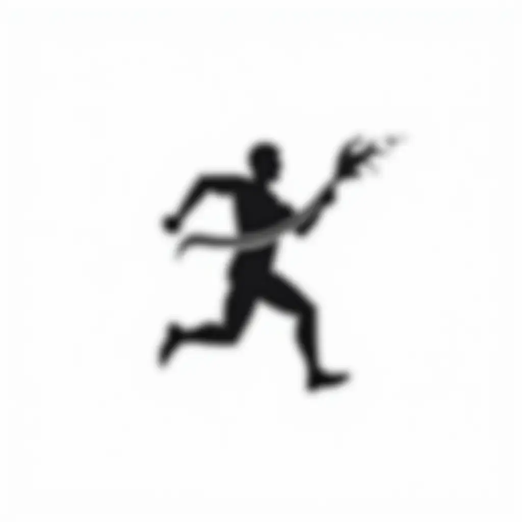 Silhouette-of-Male-Athlete-Running-with-Torch-Logo-on-White-Background