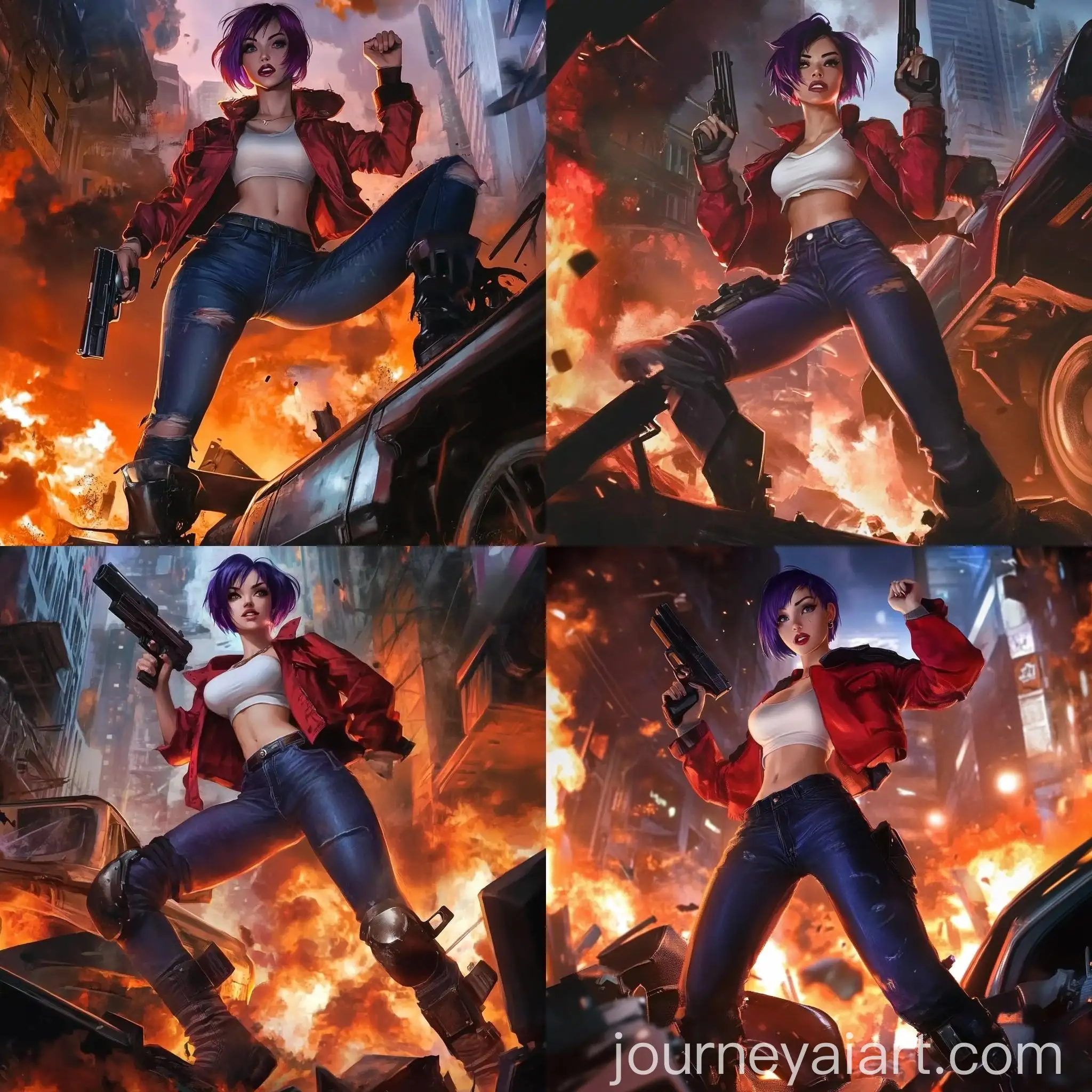 Confident-Female-Fighter-Amid-Urban-Chaos