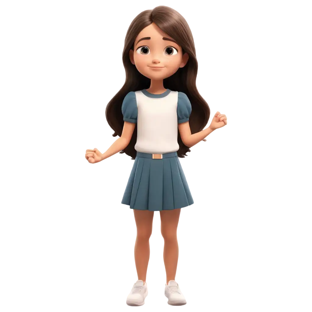 PNG-Cartoon-for-Kids-Confident-Brunette-Girl-with-Brown-Eyes-and-Innocent-Charm