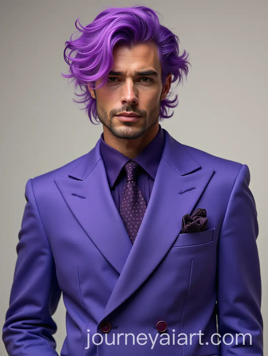 Portrait-of-a-Man-with-Neon-Purple-Hair-and-Fitted-Outfit