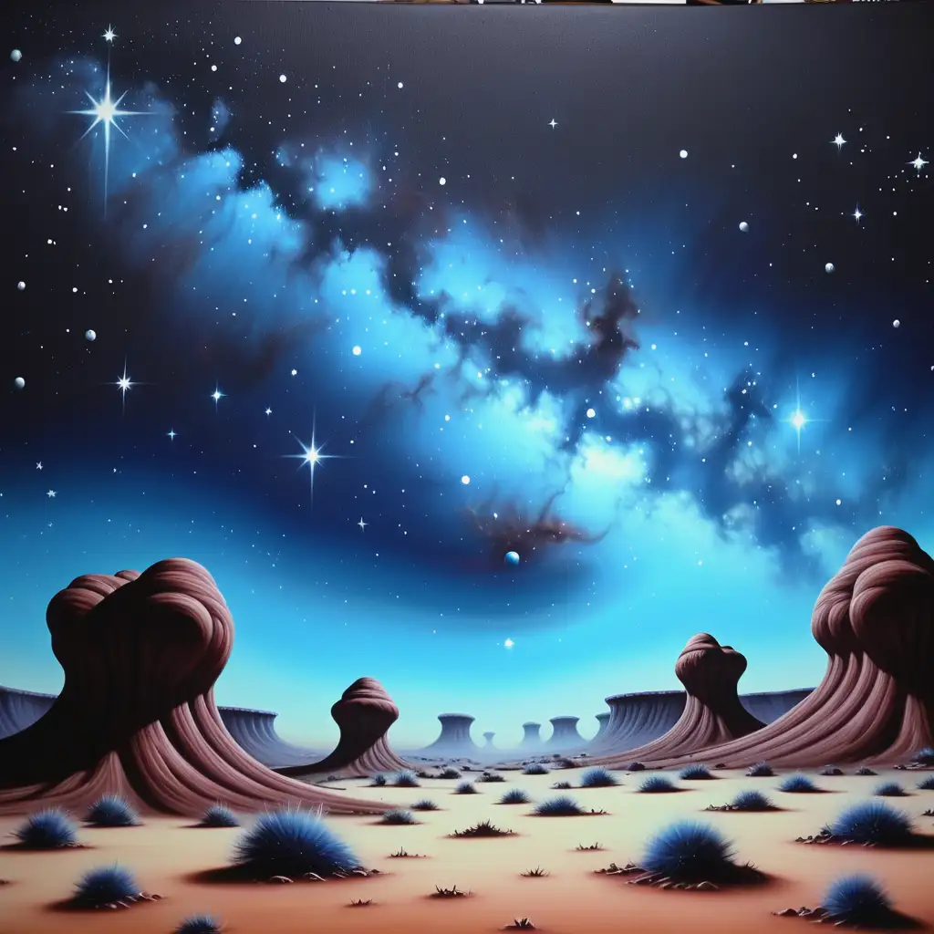 Milky Way Space Night Sky Airbrush Art in 70s Style