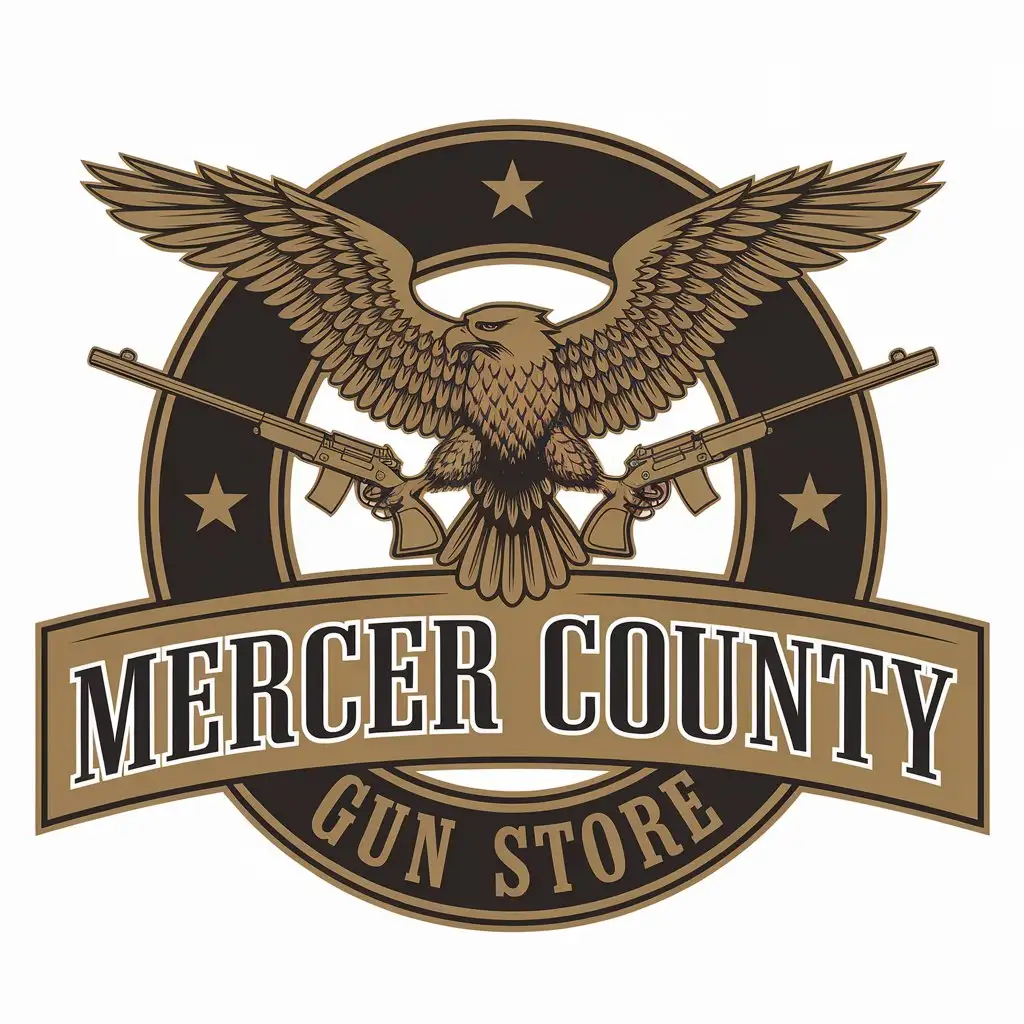 LOGO Design for Mercer County Gun Store Eagle Symbol with Moderate Style and Clear Background