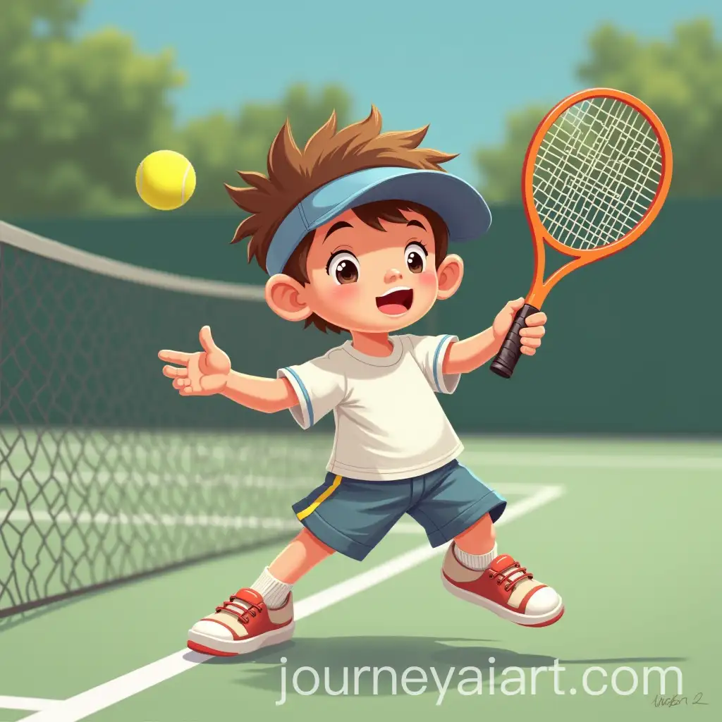 Boy-Playing-Tennis-on-a-Bright-Sunny-Court