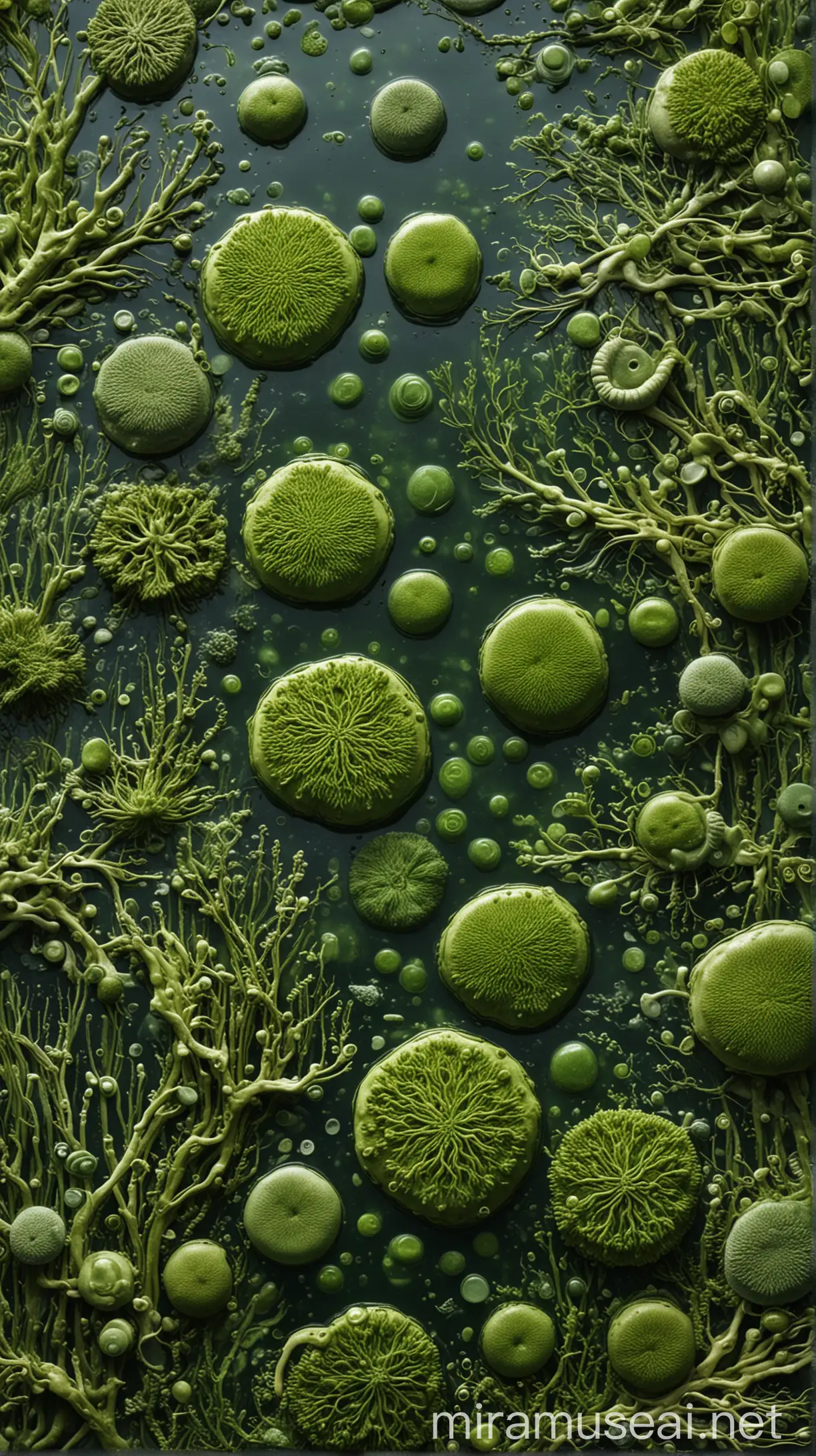 Hyper Realistic Algae and Bacteria in Natural Habitat