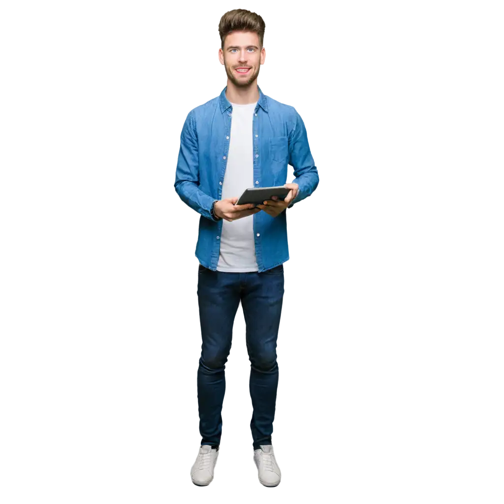 Young-Man-with-Tablet-HighQuality-PNG-Image-for-Versatile-Use