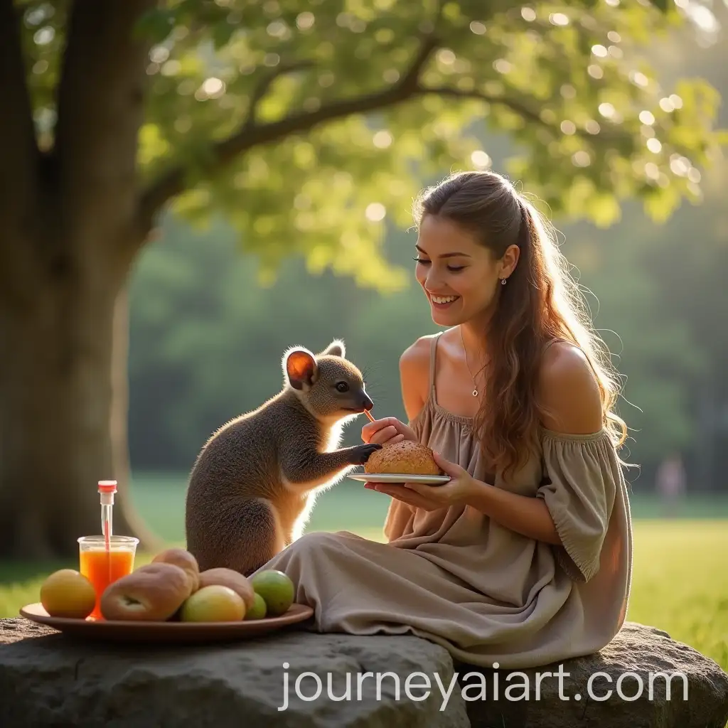 Woman-and-Rescued-Bushbaby-Enjoying-a-Picnic-in-the-Park