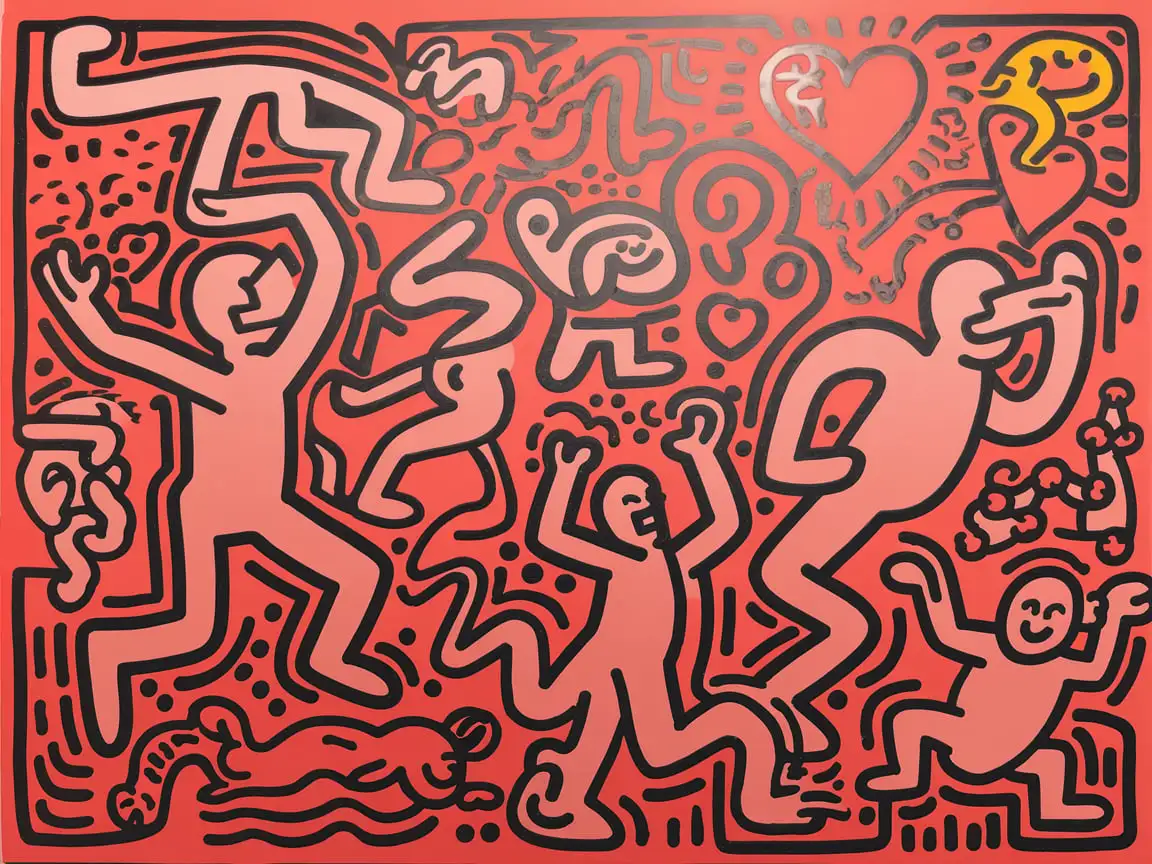 Keith Haring Inspired Artwork Spliced into Four A4 Formats