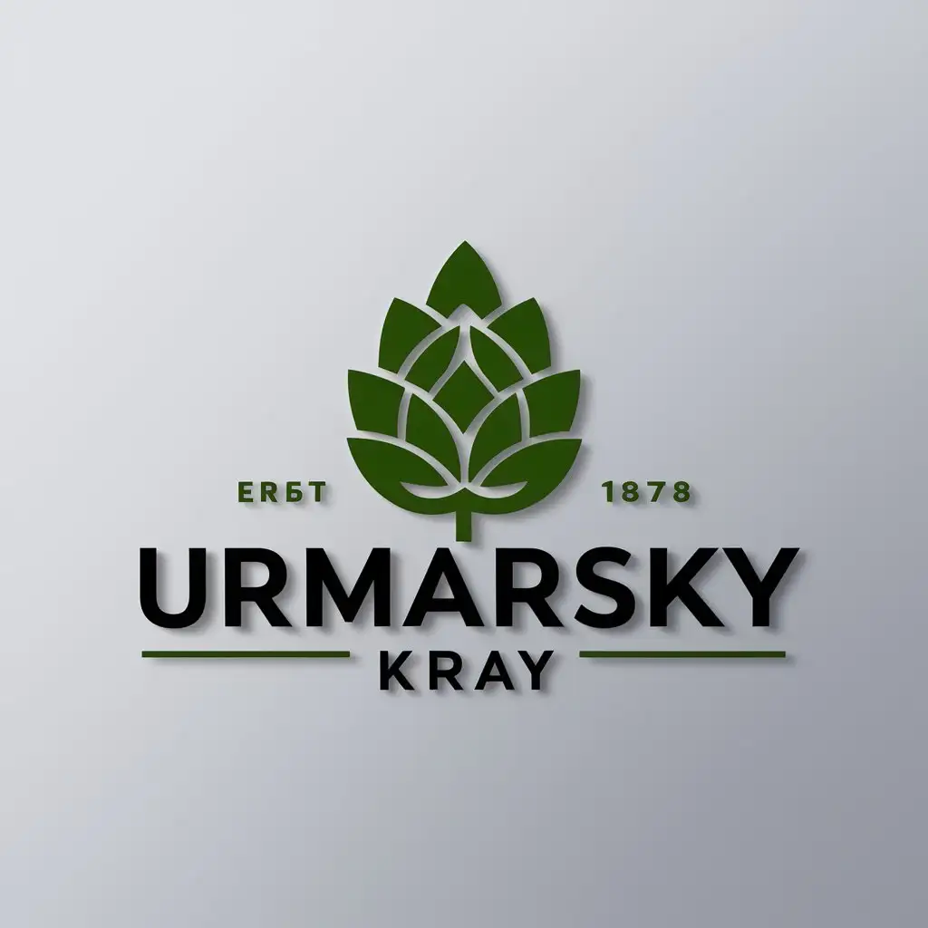 a logo design,with the text "Urmarsky kray", main symbol:hops forest,Moderate,be used in Internet industry,clear background