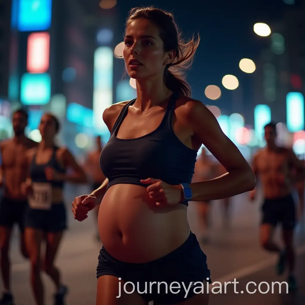 Pregnant-Woman-Racing-Through-Vibrant-Urban-NightscapeAI-Image-Prompt-Expansion-in-2025