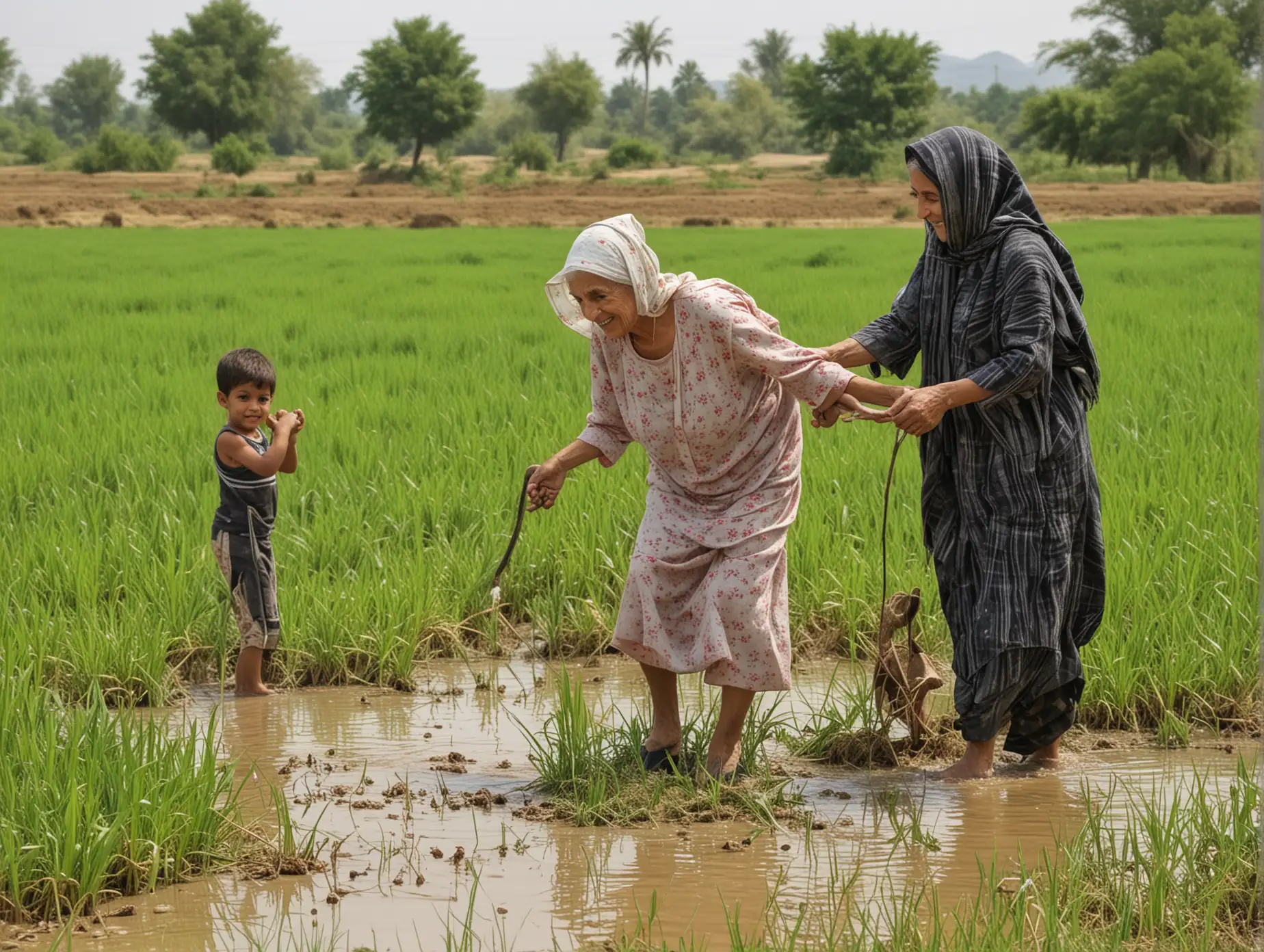 Family-Bonding-in-a-Waterlogged-Paddy-Field-in-Iran