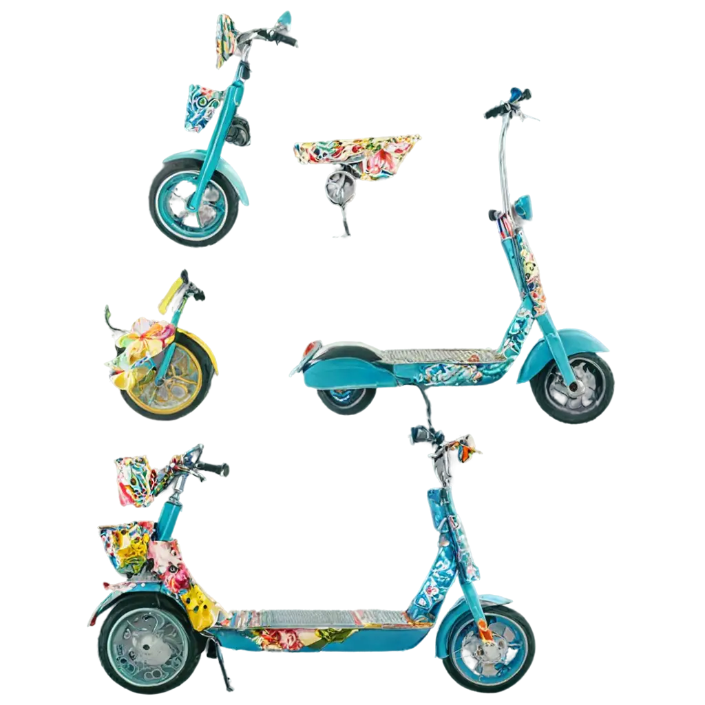 Colorful-Vintage-Scooters-with-Floral-Designs-PNG-Transparent-Background-for-Versatile-Use