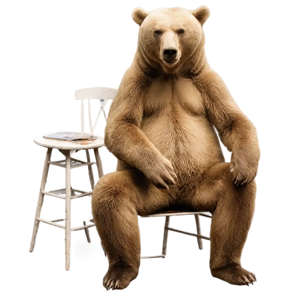 Bear-on-Chair-PNG-Image-Captivating-Artwork-Featuring-a-Bear-Sitting-on-a-Chair