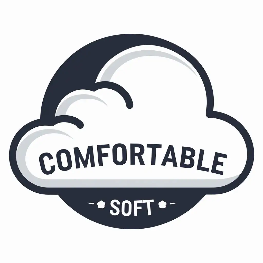 a vector logo design,with the text "comfortable, soft", main symbol:white clouds,Moderate,be used in household fabrics industry,clear background