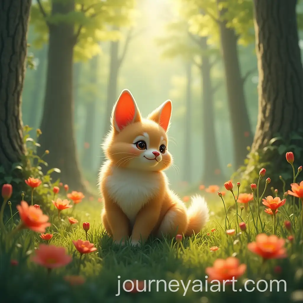 Feecjka-Sitting-on-a-Flower-in-a-Serene-Forest