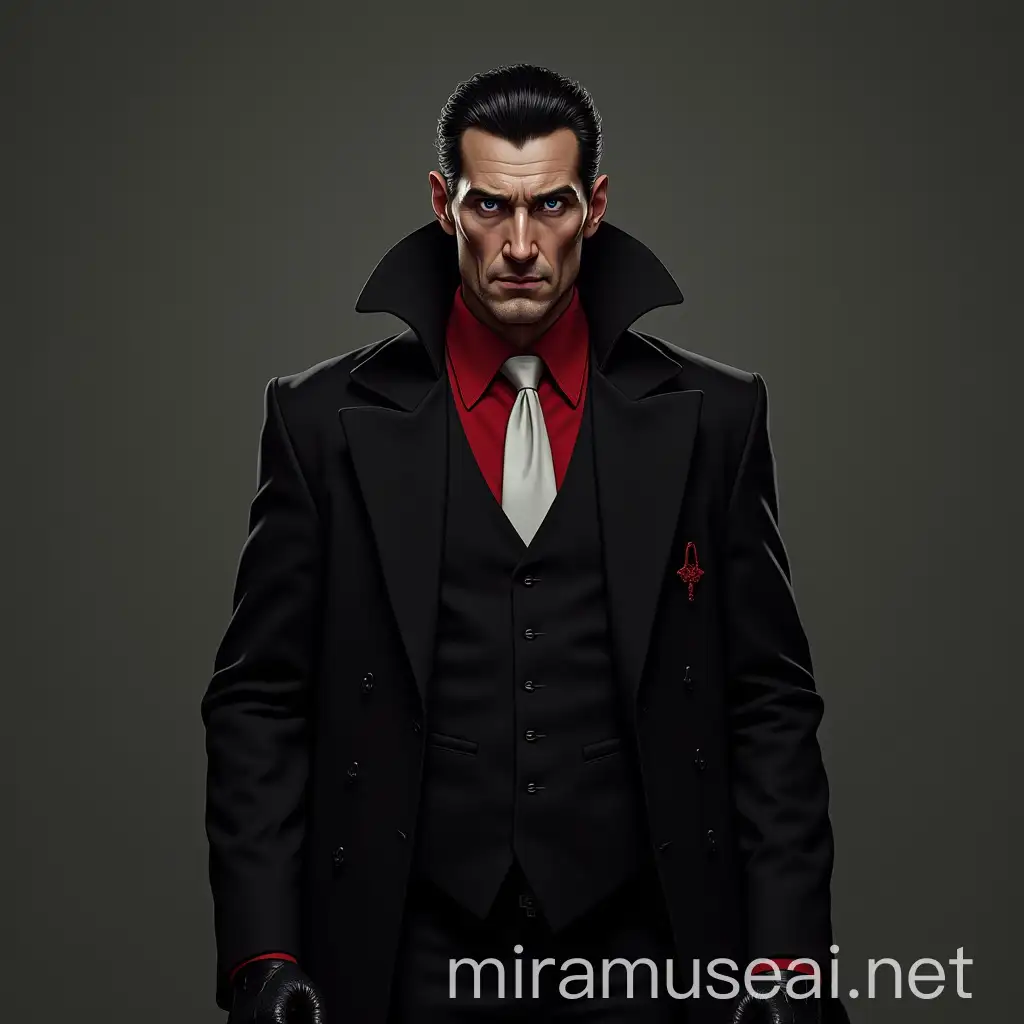 Devilish Figure A Charismatic Man in Dark Attire