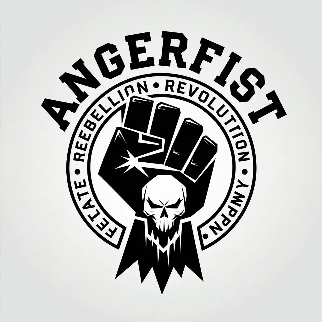 LOGO Design for ANGERFIST Rebellion Revolution Skull Fist and Enemy Theme