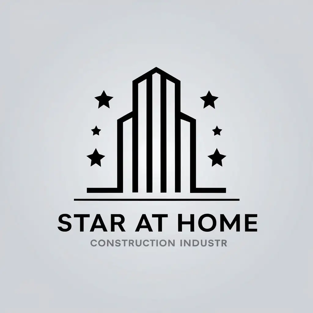 a vector logo design,with the text "star at home", main symbol:tall building, stars,Minimalistic,be used in Construction industry,clear background