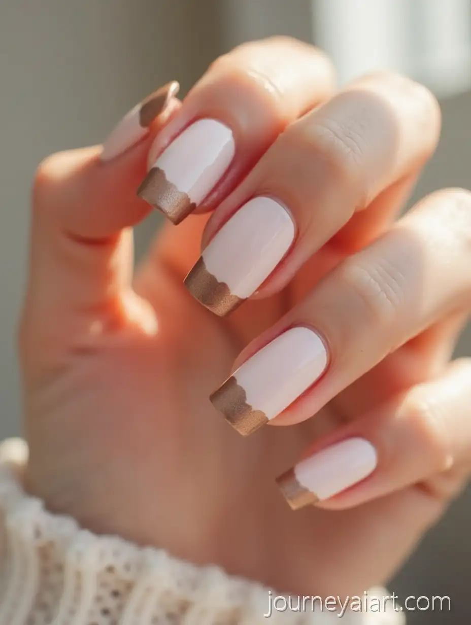 Long-Feminine-Nails-with-Cream-and-Brown-Tips-Design