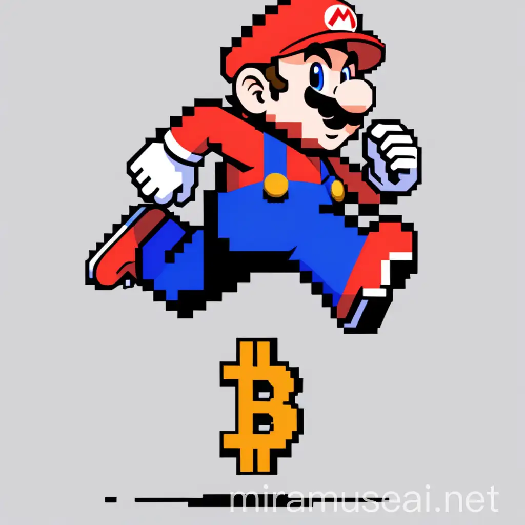 Pixel Art Character Holding Bitcoin in Nike Sneakers