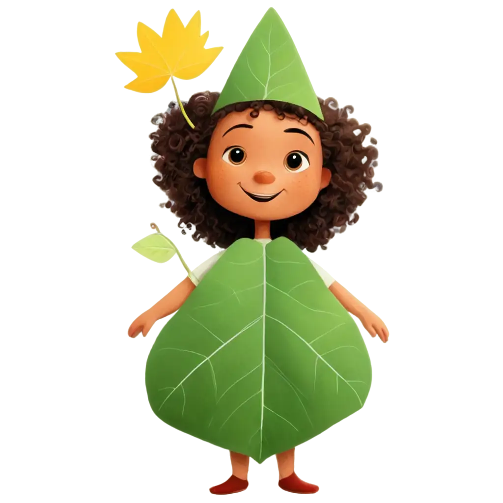 Sustainable-Childrens-Character-with-Leaf-PNG-Image-EcoFriendly-Design-Concept