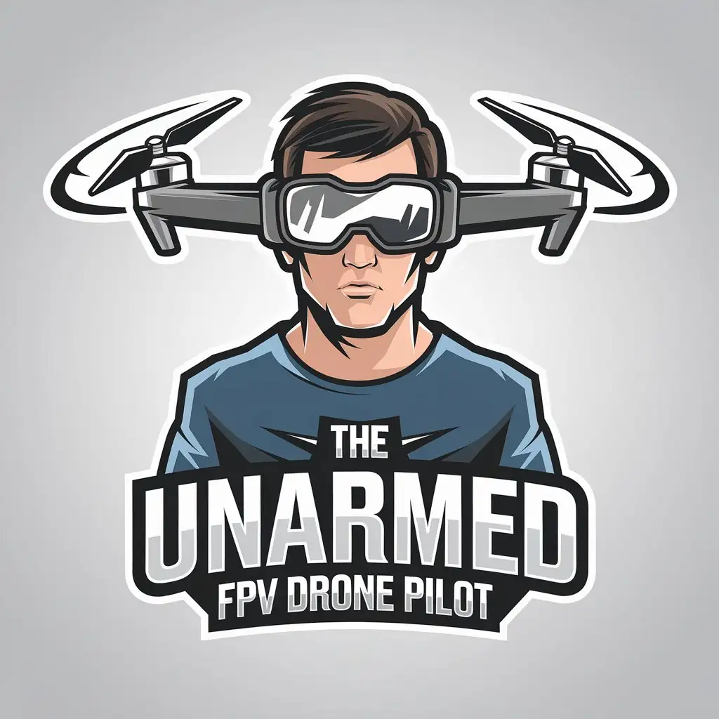 LOGO Design for The Unarmed FPV Drone Pilot Vector Logo with Colorful FPV Glasses and Drone Symbol