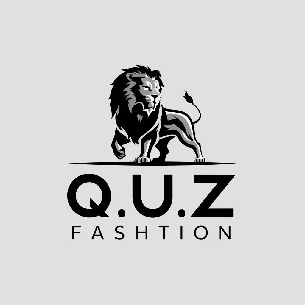 a logo design,with the text "Quz fashtion", main symbol:Lion,Moderate,clear background