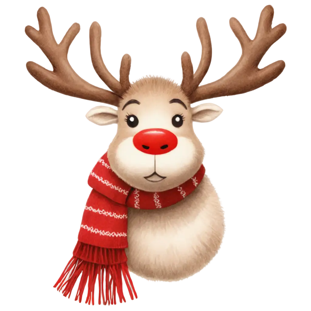 Reindeer-with-Red-Nose-and-Scarf-PNG-Image-for-Holiday-and-Winter-Designs