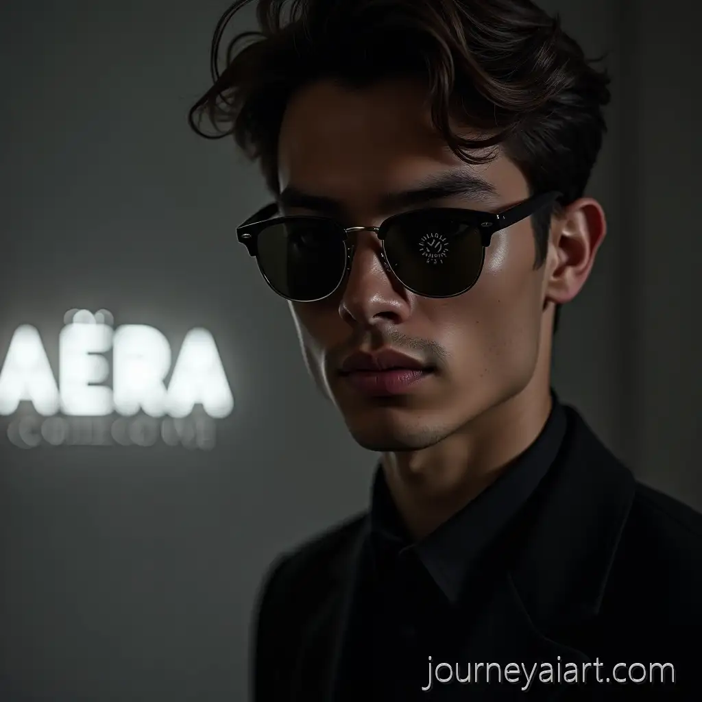 CloseUp-of-Stylish-MaleAI-Image-Prompt-Expansion-Model-in-Premium-Sunglasses-with-ARA-COLLECTIVE-Logo