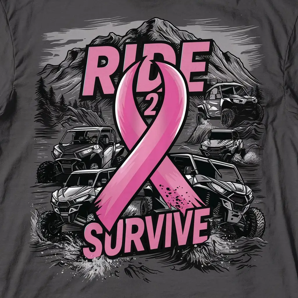 Breast Cancer Awareness Tshirt Design OffRoad Adventure in Support of Sxs ATV RZR Ride