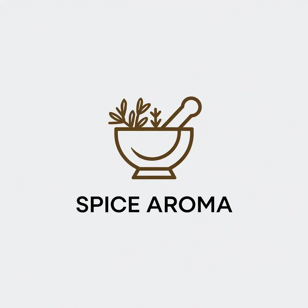 LOGO Design For Spice Aroma Minimalistic Spice Mortar with Herbs