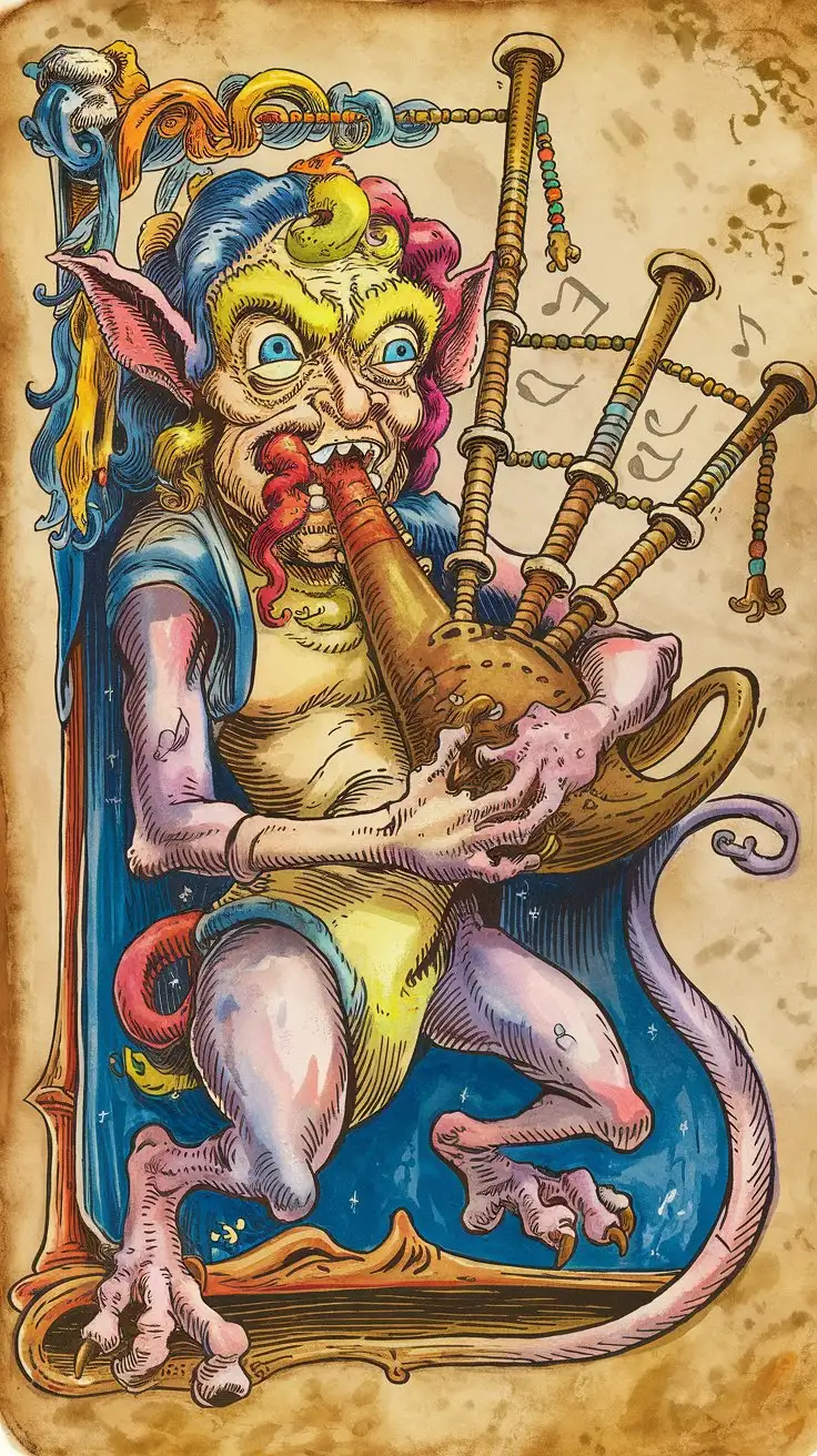 Grotesque-Monster-Playing-Bagpipes-in-Medieval-Marginalia-Style