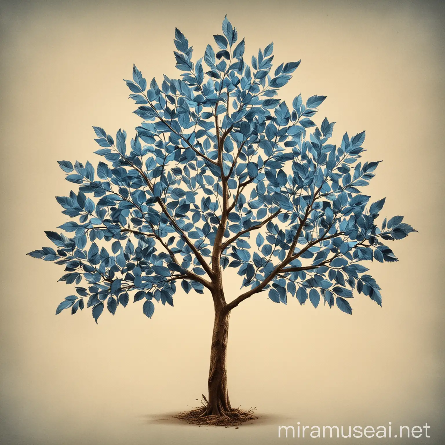 Blue Leaves Tree on Warm Background