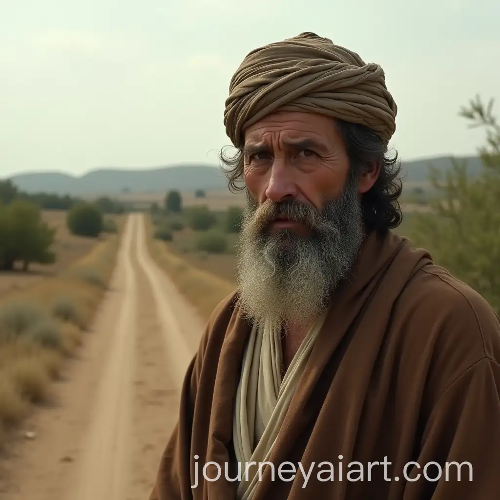 Contemplative-Man-in-Traditional-Hebrew-Attire-on-Rural-Path