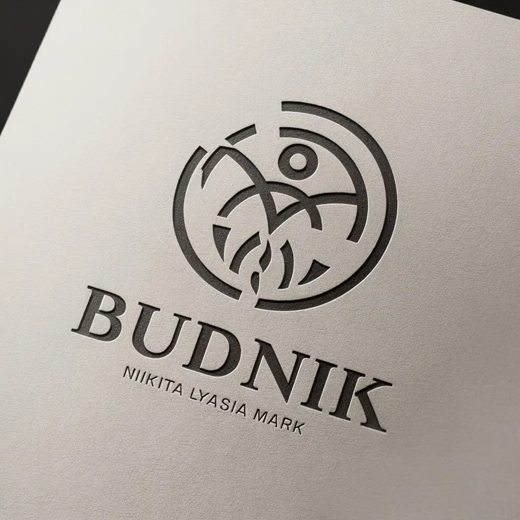 a logo design,with the text "Budnik", main symbol:Related to family, beautiful, minimalistic, pompous and strict, black on white background,complex,be used in Nikita Lyasia Mark industry,clear background