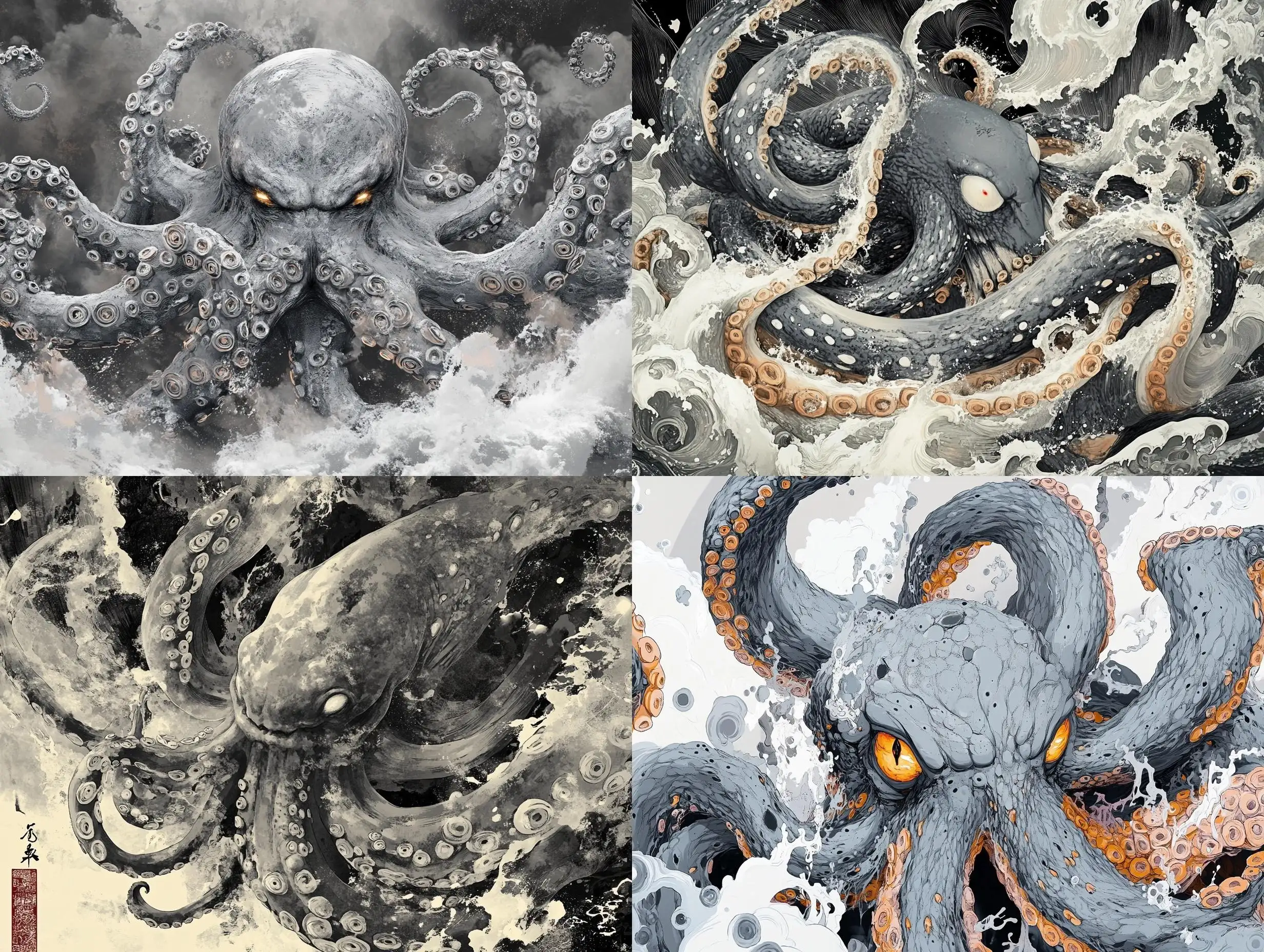 Sinister-Gray-Kraken-in-Yoh-Nagao-Style-Ultra-Realistic-Movie-Poster