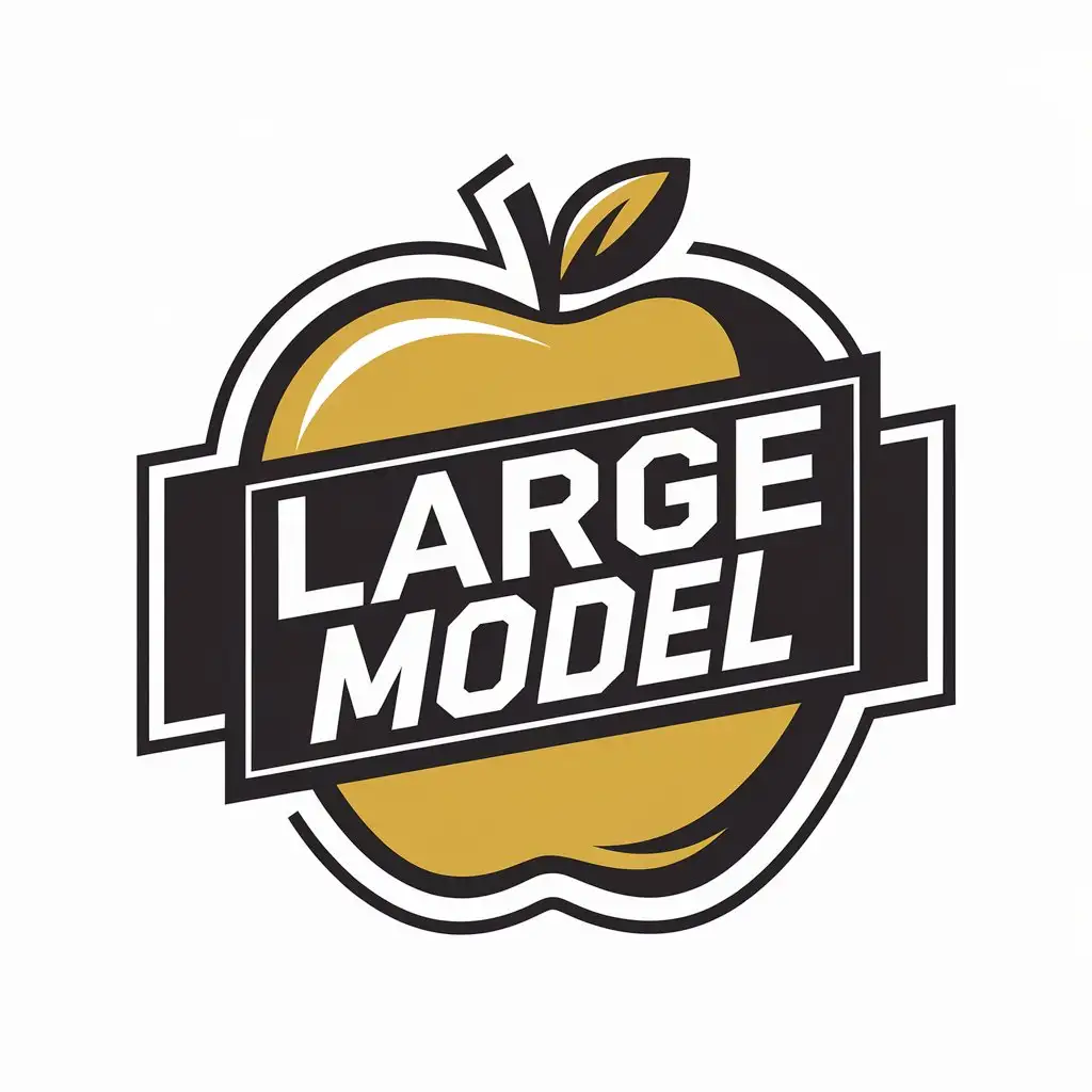 a vector logo design,with the text "large model", main symbol:apple,Moderate,clear background