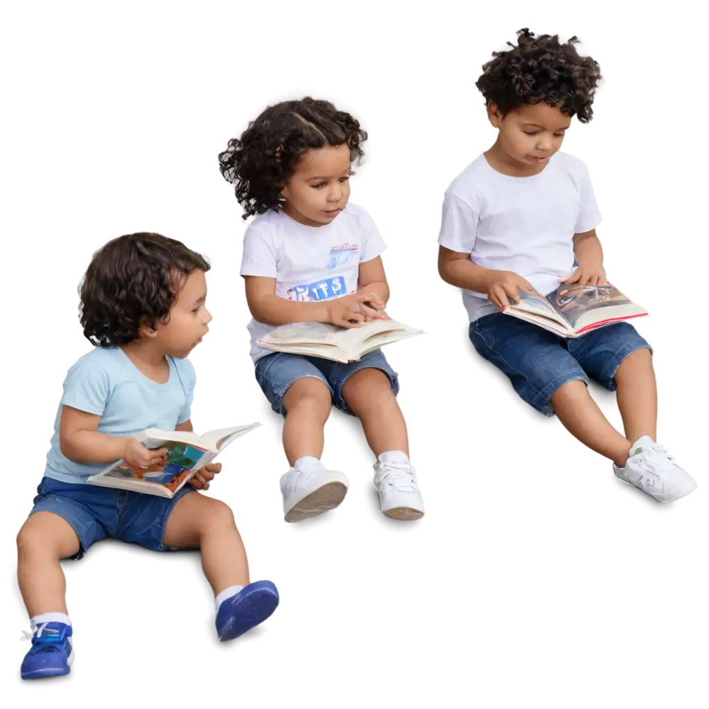 4-Toddlers-Reading-Books-PNG-Image-Perfect-for-Educational-and-ChildCentered-Projects