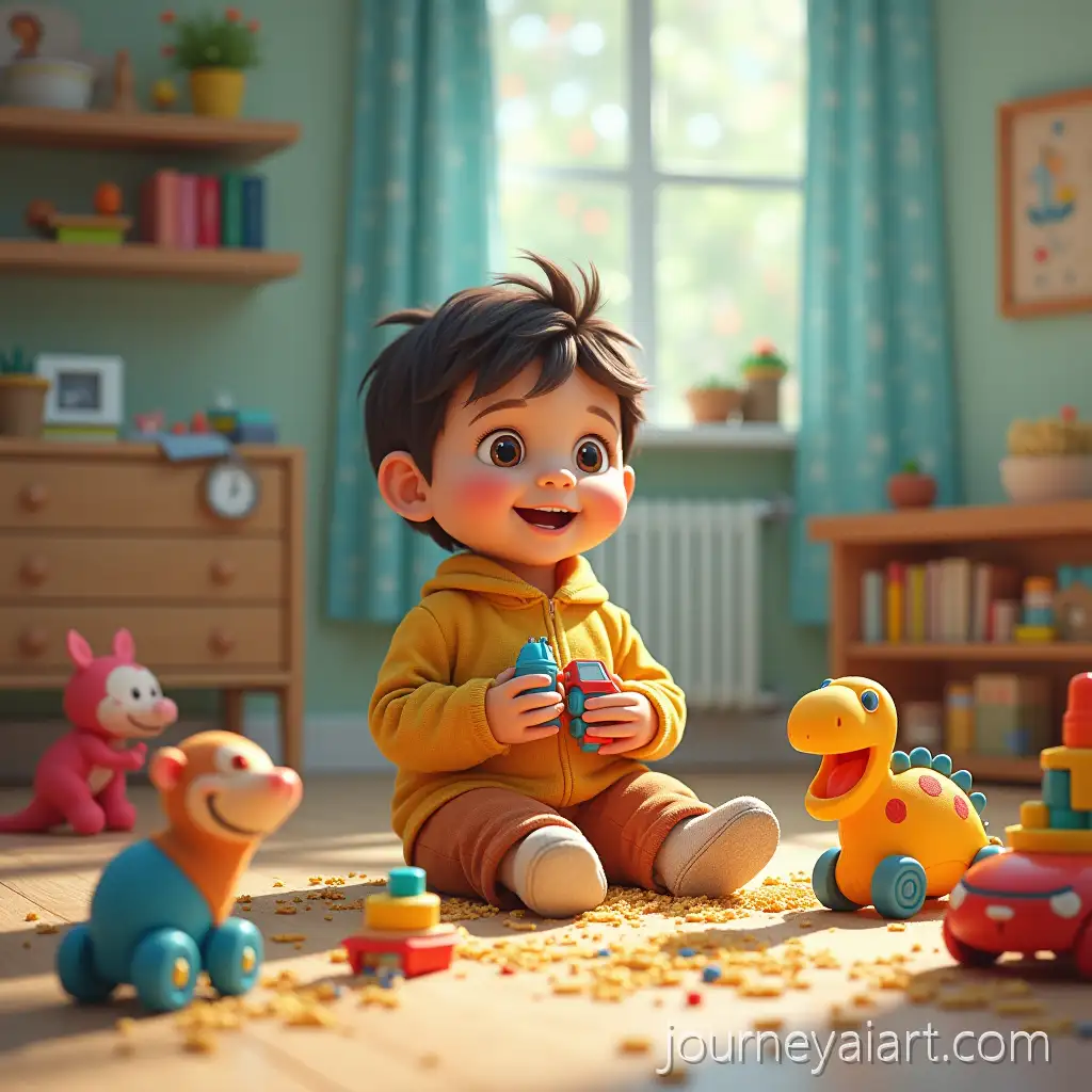 Child-Playing-with-Fantasy-Toys-in-a-Colorful-AdventureFilled-Room