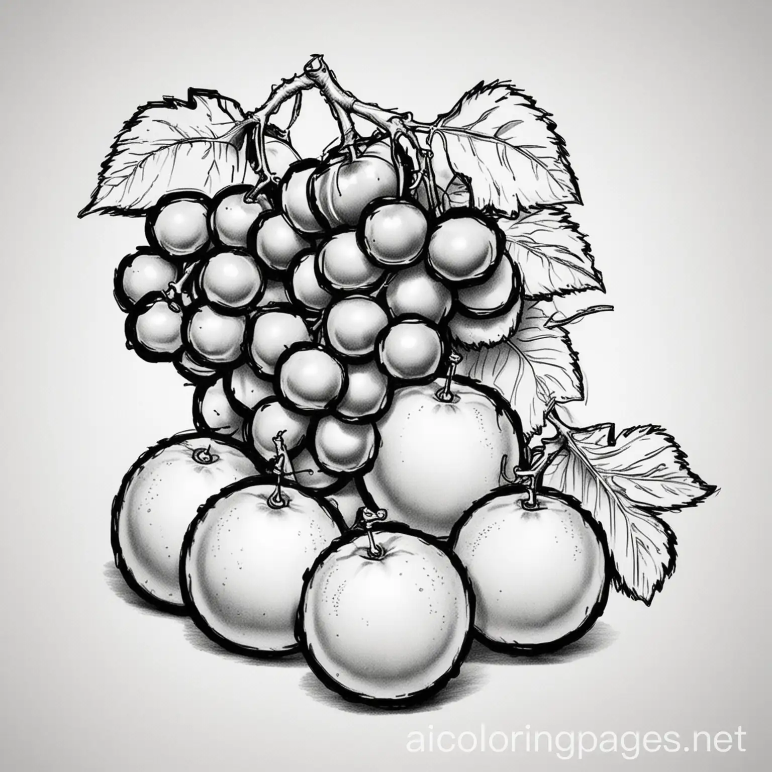 Coloring-Page-Oranges-and-Grapes-for-Kids